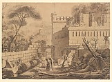Louis Jean Desprez  French, Brush and brown wash over etching