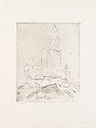 Woolworth from the River, John Marin American, Etching with monotype printing