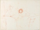 Serving Breakfast (Madame Baron and Mademoiselle Popo), from "Elles", Henri de Toulouse-Lautrec (French, Albi 1864–1901 Saint-André-du-Bois), Crayon lithograph with scraper printed in sanguine on wove paper