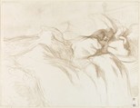 Waking Up, from "Elles", Henri de Toulouse-Lautrec (French, Albi 1864–1901 Saint-André-du-Bois), Crayon lithograph with scraper printed in olive-gray on wove paper