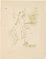Study of a Woman, Henri de Toulouse-Lautrec (French, Albi 1864–1901 Saint-André-du-Bois), Brush and spatter lithograph printed in olive green on mounted wove paper; only state