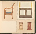 Designs for Furniture, Pierre Antoine Bellangé (French, Paris 1758–1827 Paris), Pen and black ink, graphite, and watercolor