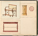 Designs for Furniture, Pierre Antoine Bellangé (French, Paris 1758–1827 Paris), Pen and black ink, graphite, and watercolor