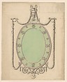 Design for an Oval Mirror, Surmounted by an Urn and Draped with Neoclassic Swags, Sir William Chambers British, born Sweden, Pen and gray ink, brush and gray wash and watercolor