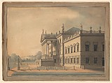 East Front of Wentworth Woodhouse, Yorkshire, R. Blasson  British, Watercolor, pen and ink