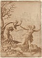 A Satyr Pursuing a Nymph, Anonymous, French, School of Fontainebleau, 16th century French, Pen and brown ink, brush and brown wash, over traces of black chalk
