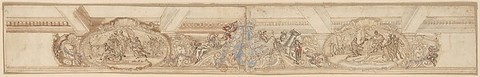 Decoration for Frieze, Anonymous, French, 16th century, Pen and bistre tinted
