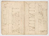 Pantheon, dome, section details; alcove, section and details (recto) Pantheon, rotonda, upper order, elevation and details (verso), Drawn by Anonymous, French, 16th century, Dark brown ink, black chalk, and incised lines