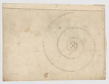 S. Maria in Trastevere, Ionic capital, volute, side elevation (recto) Unidentified, Ionic capital volute, construction diagram (verso), Drawn by Anonymous, French, 16th century, Dark brown ink, black chalk, and incised lines