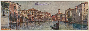 Venice, Grand Canal with Palazzi and Gondola, Color lithograph on card