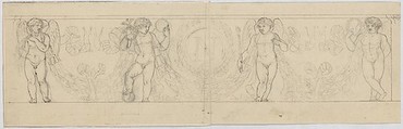 Design for a Frieze with Putti Supporting a Garland, with the inital 