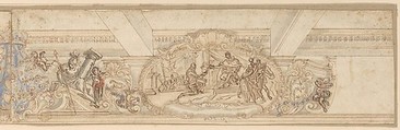 Decoration for Frieze, Anonymous, French, 16th century, Pen and bistre tinted