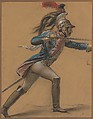 A French Dragoon, Study for "The Revolt of Cairo", Anne Louis Girodet-Trioson  French, Pastel and conté crayon, with some stumping, on gold-colored dyed laid paper