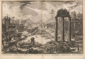 View of the Flavian Amphitheater, called the Colosseum, from "Vedute di Roma" (Roman Views), part II, Giovanni Battista Piranesi  Italian, Etching; second state of four (Hind)