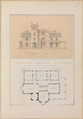 West Front and Principal Floor Plan of John Munn House, Utica, New York, Alexander Jackson Davis  American, Ink and watercolor
