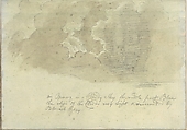 An Opening in a Cloudy Sky (Smaller Italian sketchbook, leaf 13 recto), Joseph Wright (Wright of Derby) (British, Derby 1734–1797 Derby), Pen and ink, brush and brown and green wash, over graphite