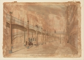 Elevated Railroad, Broadway, New York, J. Beigel  American, Watercolor over graphite
