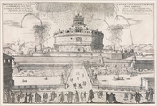 The Girandola at the Castel Sant'Angelo, Rome, 1692, After Giovanni Battista Falda (Italian, Valduggia 1643–1678 Rome), Etching