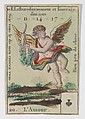 L'Amour, from the playing cards (for quartets) "Costumes des Peuples Étrangers", Anonymous, French, 18th century  French, Etching and hand coloring (watercolor)