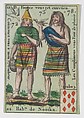 Hab.t de Nootka, from the playing cards (for quartets) "Costumes des Peuples Étrangers", Anonymous, French, 18th century  French, Etching and hand coloring (watercolor)
