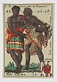 Hab.t d'Ardra, from the playing cards (for quartets) "Costumes des Peuples Étrangers", Anonymous, French, 18th century  French, Etching and hand coloring (watercolor)