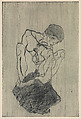 Sorrow, Egon Schiele Austrian, Drypoint