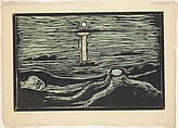 Mystical Shore, Edvard Munch (Norwegian, Løten 1863–1944 Ekely), Woodcut printed in green; third state of five (Woll)