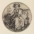 Seated Lady Holding a Shield with an Unicorn, Martin Schongauer  German, Engraving