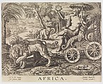 Allegory of Africa, from "The Four Continents", Julius Goltzius  Netherlandish, Engraving