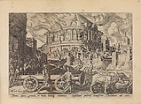 The Chaldeans Carrying Away the Pillars of the Temple of Jerusalem, from The Disasters of the Jewish People, plate 17, Philips Galle  Netherlandish, Engraving; first plate of three (New Hollstein)