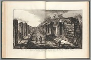 View opposite the entrance gate of all of the shops to the right and left of the street of the City of Pompeii, from "Antiquités de Pompeïa, tome premier, Antiquités de la Grande Grèce..." (Antiquities of Pompeii, volume one, Antiquities of Great Greece...), volume 1, plate 13, Francesco Piranesi  Italian, Etching