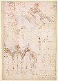 Pantheon, entablature and column pilaster capital, projection; rosette, details; capital profile; base, profile; pilaster, plan (recto) Pantheon, rectangular niche, perspective (verso), Drawn by Anonymous, French, 16th century, Dark brown ink, black chalk, and incised lines