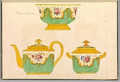 Porcelain Designs, Anonymous, French, 19th century, Watercolor, pen and ink