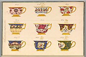 Porcelain Designs, Anonymous, French, 19th century, Watercolor, pen and ink