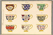 Porcelain Designs, Anonymous, French, 19th century, Watercolor, pen and ink