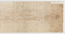 View of Rome from the Janiculum in the South-West; verso: Sketch of buildings and plants, Anthonis van den Wijngaerde (Netherlandish, Antwerp (?) 1525–1571 Madrid), Pen and brown ink, brown and blue wash, over black chalk, on three pieces of paper glued together