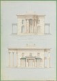 House for Henry Whitney, New Haven, Connecticut (front and side elevations), Alexander Jackson Davis  American, Pen and ink, watercolor, graphite
