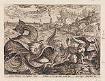 Jonah Cast on Shore by the Fish, from "The Story of Jonah," a set of four plates, Maerten de Vos  Netherlandish, Engraving