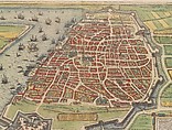 Palazzo Farnese at Caprarola from Braun and Hogenberg's Civitates Orbis Terrarum, Frans Hogenberg (Netherlandish, 1540–1590), Hand-colored etching