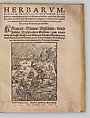 I) Herbarum, Arborum, Fructium, Frumentorum, c. 1540 ... II) De Speciali quarundam plantarum, Frankfurt: Egenolff 1552, Christian Egenolff (German, Hadamar 1502–1555 Frankfurt), Woodcuts