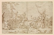 Death of Regulus, Salvator Rosa  Italian, Pen and brown ink, brush and brown wash, on faded light green paper