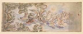 Allegorical Design for a Ceiling Fresco, Francesco Albani Italian, Pen and brown ink, watercolor, over black chalk or leadpoint