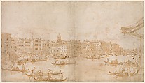 The Grand Canal above the Rialto (recto); A Priest Celebrating Mass and Saint Vincent Ferrer Preaching (verso), Francesco Guardi (Italian, Venice 1712–1793 Venice), Pen and brown ink, brush and brown wash, over black chalk (recto); red chalk, pen and brown ink, brush and brown wash (verso)