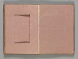 Empty Album that formerly housed a group of 50 Goya drawings, Brown buckram covers with a brown leather spine, forty-two pink paper leaves (from which Goya's drawings were removed in 1935)