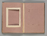 Empty Album that formerly housed a group of 50 Goya drawings, Brown buckram covers with a brown leather spine, forty-two pink paper leaves (from which Goya's drawings were removed in 1935)
