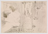 At the Curtain (Au Rideau), from "L'Estampe Originale", Henri de Toulouse-Lautrec  French, Crayon, brush, and spatter lithograph printed in two colors; only state