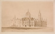 Competition Drawing for the Manchester Town Hall, Thomas Allom  British, Pen and brown ink, brush and brown wash