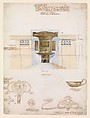 Design for a Fountain to be Executed in Bronze with a Marble Slab at the Back, Kay Maude Coggin  British, Brush and wash and watercolor, over graphite