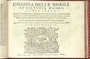Corona delle Nobili et Virtuose Donne: Libro I-IV, Cesare Vecellio (Italian, Pieve di Cadore 1521–1601 Venice), Woodcut