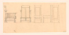 Design for a Lounge Chair and a Side Chair, side and rear views, Frank Lloyd Wright American, Graphite